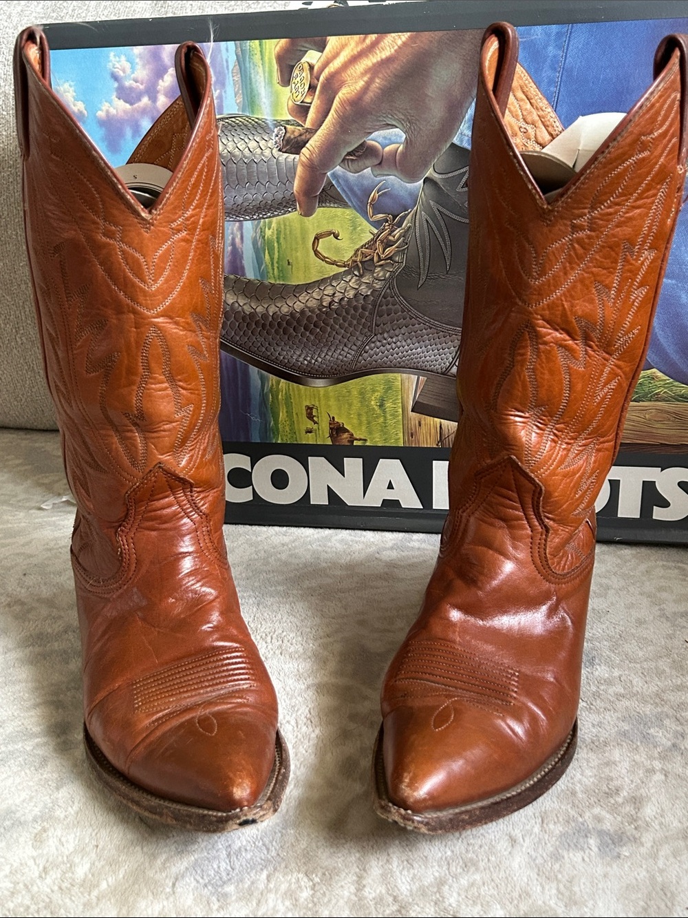 Womans Nocona Brown leather boots
Classic Nocona Quality—Barely Broken In"